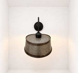 Copper-Edge Brass Toned Farm Drum Wall Sconce