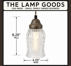 Vintage Ribbed Tall Clear Glass Pendant