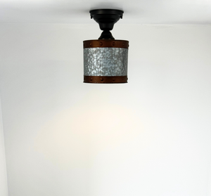 Copper Band Fluted Bucket Ceiling Light
