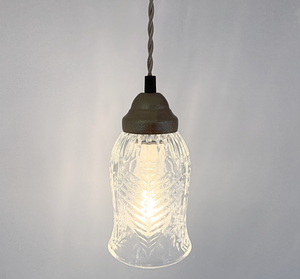 Vintage Ribbed Tall Clear Glass Pendant