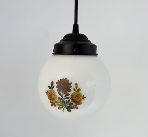 Unique Floral Design Milk Glass Pendant