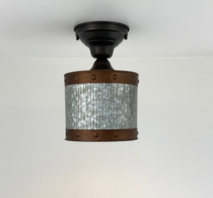 Copper Band Fluted Bucket Ceiling Light