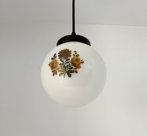 Unique Floral Design Milk Glass Pendant