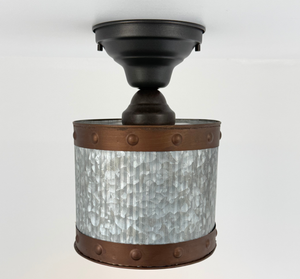 Copper Band Fluted Bucket Ceiling Light