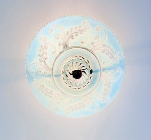 Vintage Frosted Floral Scroll Glass Ceiling Light