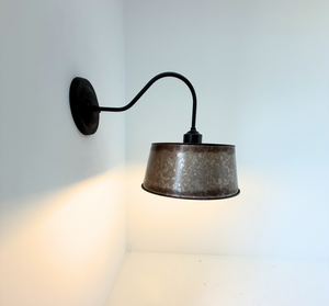 Copper-Edge Brass Toned Farm Drum Wall Sconce
