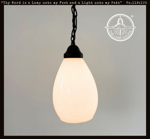 Farmhouse White Feathered Glass Pendant
