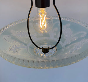 Vintage Frosted Floral Scroll Glass Ceiling Light