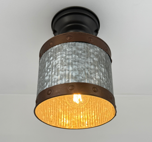 Copper Band Fluted Bucket Ceiling Light