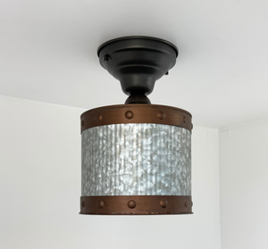 Copper Band Fluted Bucket Ceiling Light