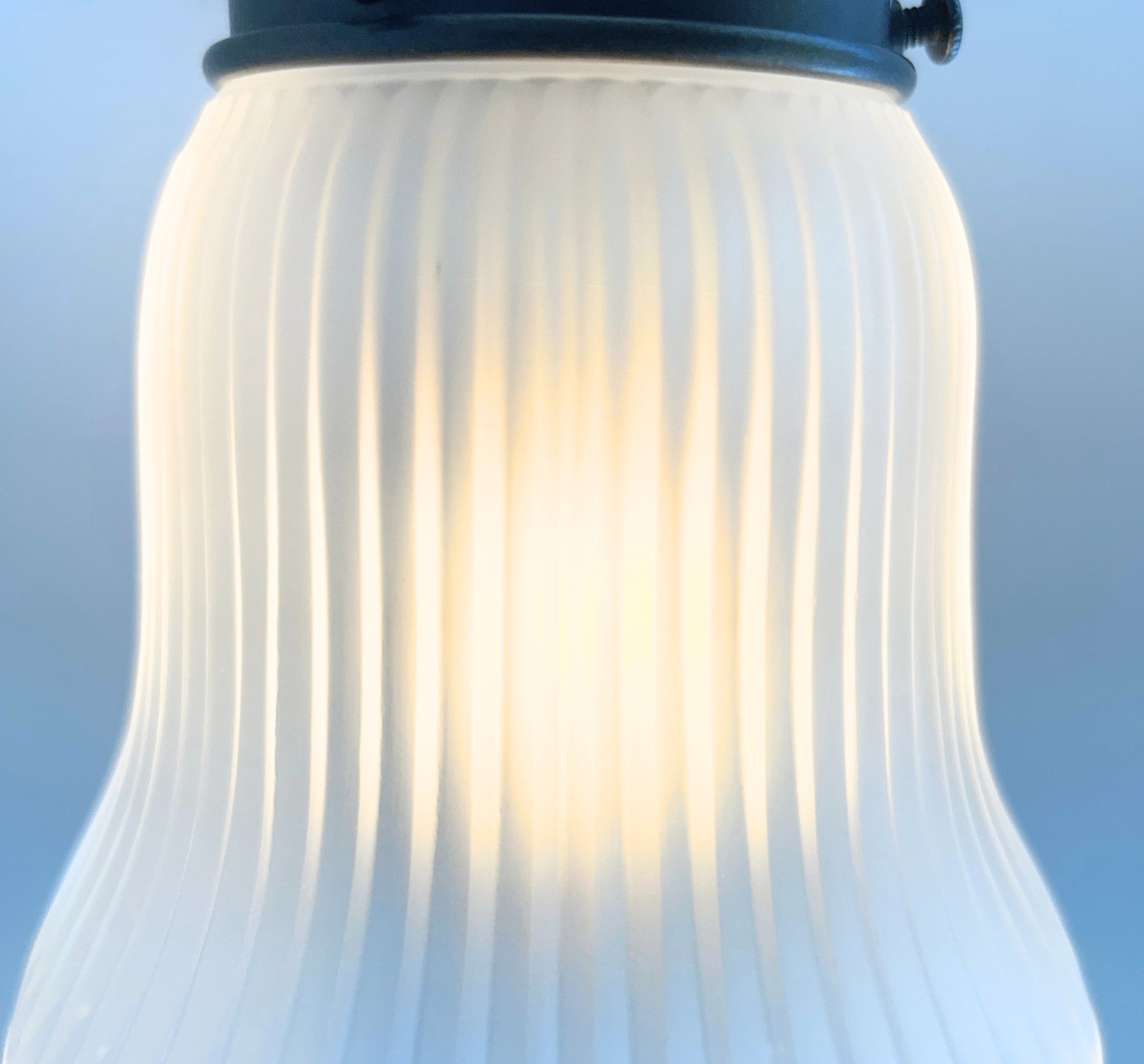 Frosted Bell-Shaped Holophane Glass Wall Sconce