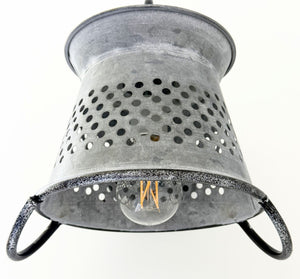 Petite Galvanized Rustic Colander Wall Sconce
