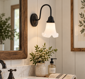 Rare Antique Milk Glass Tulip Wall Sconce