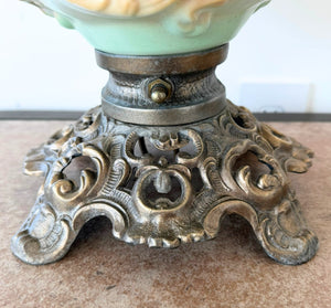 Victorian Hand-Painted Floral Glass Table Lamp