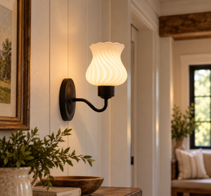 RARE Antique Milk Glass Swirl Wall Sconce