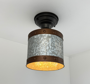 Copper Band Fluted Bucket Ceiling Light