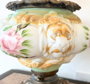 Victorian Hand-Painted Floral Glass Table Lamp