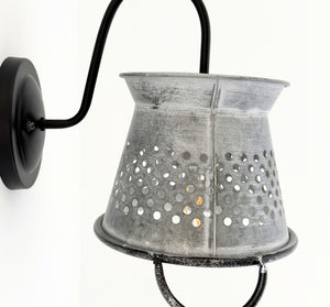 Petite Galvanized Rustic Colander Wall Sconce