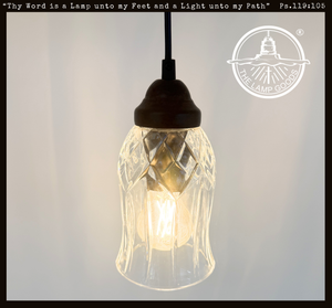 Antique Clear Glass Squared Top Pendant