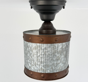 Copper Band Fluted Bucket Ceiling Light