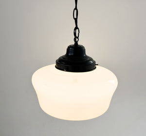 Beveled Schoolhouse Milk Glass Pendant