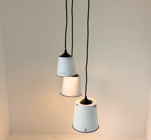 Farmhouse White Barn Distressed Trio Pendant