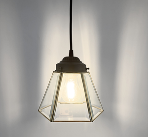 Large Brass and Glass Pendant Light