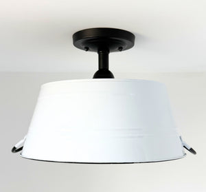 White Enamel Country Barn Ceiling Light