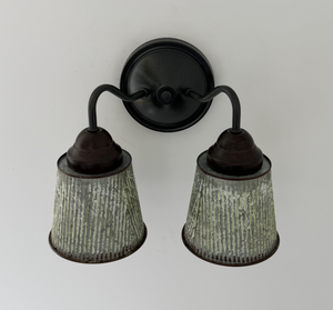 Farmhouse Lime Washed Bucket Double Sconce
