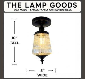 Vintage Ribbed Glass Tiered Flush Mount Light