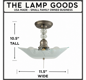 Etched Floral Frosted Glass Square Flush Mount Light - The Lamp Goods