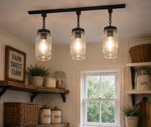 Mason Jar TRACK LIGHTING New Quarts Chain Trio