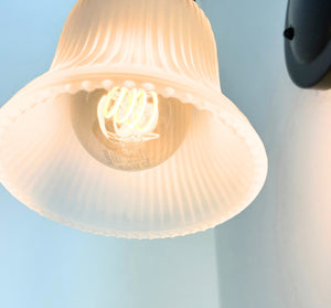 Frosted Bell-Shaped Holophane Glass Wall Sconce