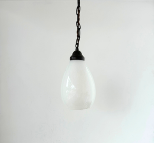 Farmhouse White Feathered Glass Pendant