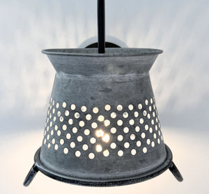 Petite Galvanized Rustic Colander Wall Sconce