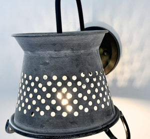 Petite Galvanized Rustic Colander Wall Sconce