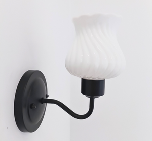 RARE Antique Milk Glass Swirl Wall Sconce
