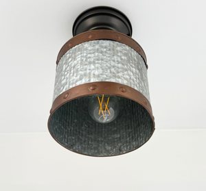 Copper Band Fluted Bucket Ceiling Light