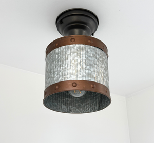 Copper Band Fluted Bucket Ceiling Light