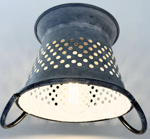 Petite Galvanized Rustic Colander Wall Sconce