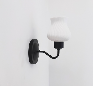 RARE Antique Milk Glass Swirl Wall Sconce