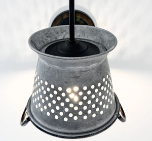 Petite Galvanized Rustic Colander Wall Sconce