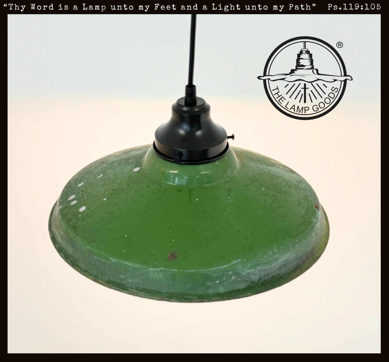Farmhouse Salvaged Green Enamel Pendant Light
