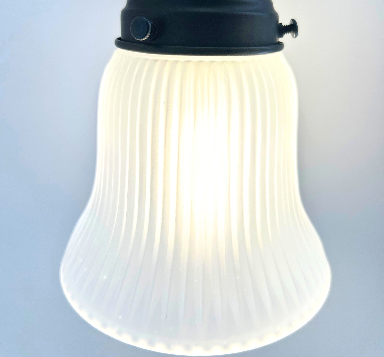 Frosted Bell-Shaped Holophane Glass Wall Sconce or Pendant Light - The Lamp Goods