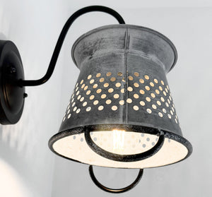 Petite Galvanized Rustic Colander Wall Sconce