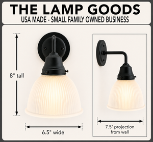 Frosted Glass Factory Holophane Wall Sconce Light Fixture - The Lamp Goods