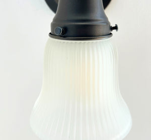 Frosted Bell-Shaped Holophane Glass Wall Sconce