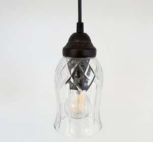 Antique Clear Glass Squared Top Pendant