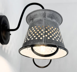 Petite Galvanized Rustic Colander Wall Sconce