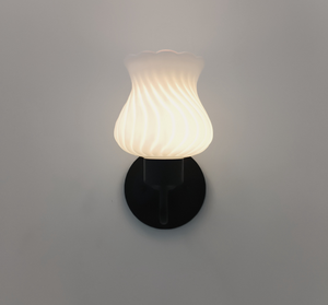 RARE Antique Milk Glass Swirl Wall Sconce